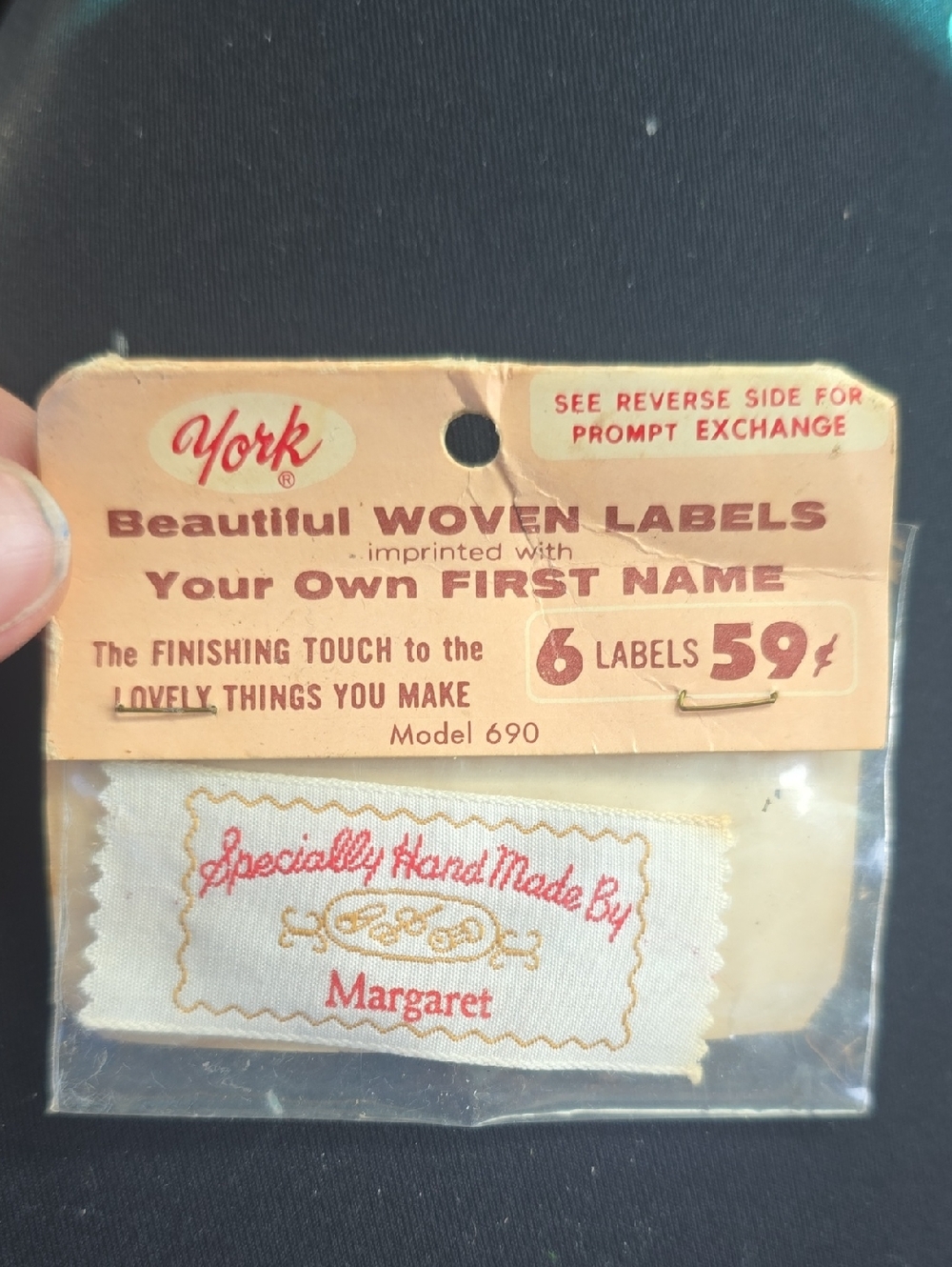 0Vintage Sewing Deluxe Woven Labels "SPECIALLY HAND MADE BY Margaret" NIP